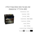 Bateria Route YTX14-BS Moto Kasinski Mirage 250 Gtr Comet 250 C/ Injeção