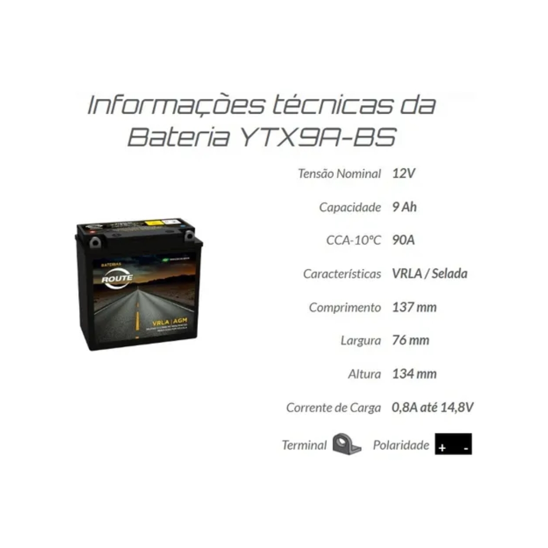 Bateria Route Ytx9a-bs Yes 125  Intruder 125  Gsr 150 Bateria Route Ytx9a-bs Yes 125 Intruder 125 Gsr 150