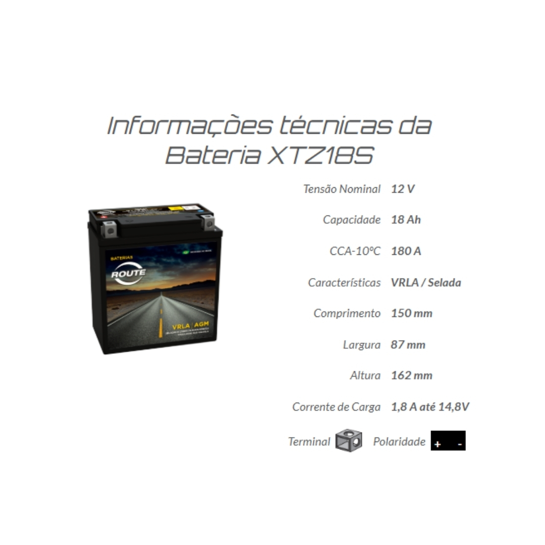 Bateria Route XTZ18S Boulevard C1500 M1500 Xtz18s Route 18ah Bateria Route XTZ18S Boulevard C1500 M1500 Xtz18s Route 18ah
