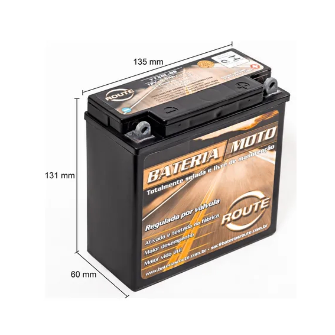 Bateria de Moto Route 5,5Ah 12V YTX06LBS Bateria de Moto Route 5,5Ah 12V YTX06LBS