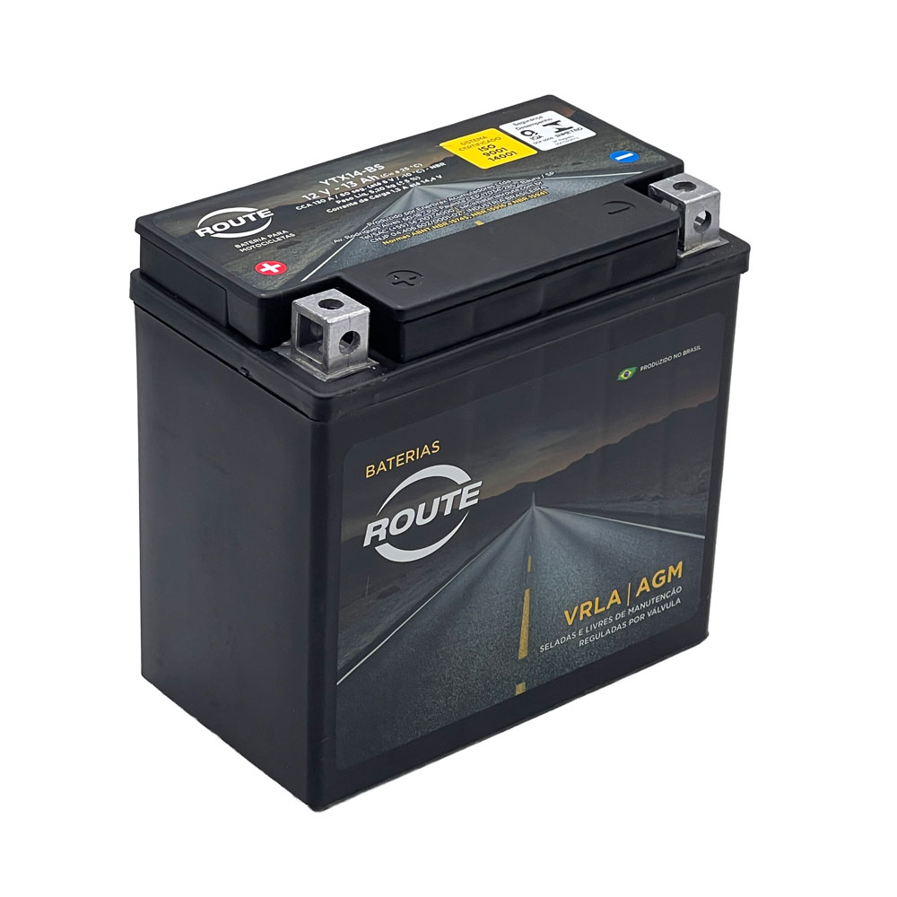 bateria_de_moto_12ah_vt_750c_burgman_an_650_gsx_1100_g_mirage_250_ytx14_bs_447_1_6d1948be08d6e41d0b582c486e727dea.jpg Bateria Route YTX14-BS Moto Kasinski Mirage 250 Gtr Comet 250 C/ Injeção - Imagem 1