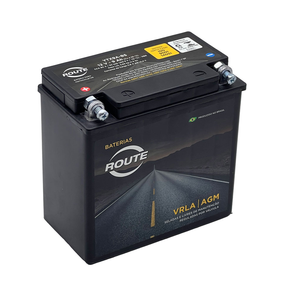 bateria_de_moto_8ah_intruder_125_v_blade_ytx9a_bs_479_1_bc66aa5428e7d434abe38ede4d9895c0.jpg Bateria Route Ytx9a-bs Yes 125  Intruder 125  Gsr 150 - Imagem 1