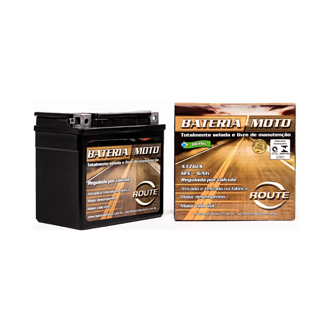 Bateria Moto Route 6ah 12v Para Titan- 150-160 Mix/esd/flex XTZ6LS Bateria Moto Route 6ah 12v Para Titan- 150-160 Mix/esd/flex XTZ6LS