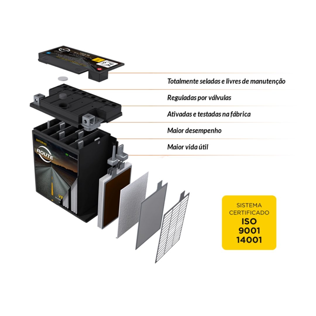 Bateria Moto Route 6ah 12v Para Titan- 150-160 Mix/esd/flex XTZ6LS Bateria Moto Route 6ah 12v Para Titan- 150-160 Mix/esd/flex XTZ6LS